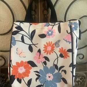 Kate Spade Floral Tote Bag - Black, Orange, Blue
